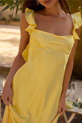 FORTUNATE ONE Belinda Satin Maxikleid Gelb