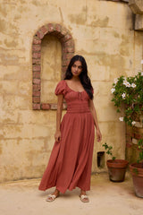 Maxikleid Abend- und Morgenrot Braun