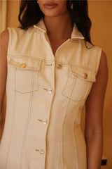 Desert Muse Jeans-Minikleid Creme