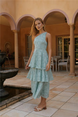 Ocean Nights One-Shoulder Maxikleid Salbeigrün