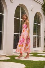 Trägerloses Maxikleid Fairy Floss Pink