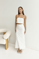 Island Calm Besticktes Crop Top Weiß