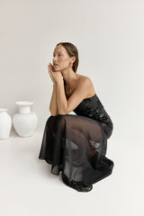 Trägerloses Maxikleid „First Class Feelings“ Schwarz