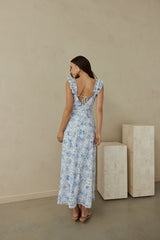 Rose Petal Reverie Midikleid Blau