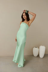 Champagne Chat One Shoulder Maxikleid Grün