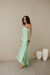 Champagne Chat One Shoulder Maxikleid Grün