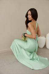 Champagne Chat One Shoulder Maxikleid Grün