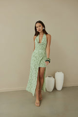 Maxikleid mit Neckholder "Coconut Island" Grün