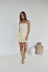 Sunshine Chic Trägerloses Minikleid Gelb