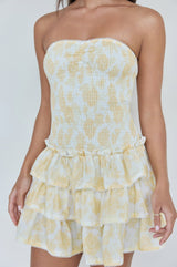Sunshine Chic Trägerloses Minikleid Gelb