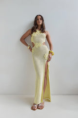 Monaco Sun Strick-Maxikleid mit Neckholder, Gelb