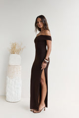 Siren Song One Shoulder Mesh Maxi-Kleid Espresso