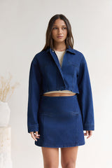 Coffee Dates verkürzte Jeansjacke Blau