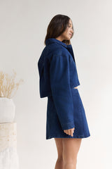 Coffee Dates verkürzte Jeansjacke Blau