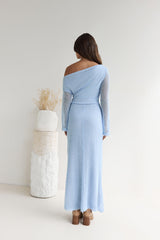 Cool Daze Langarm-Strickmaxikleid Blau