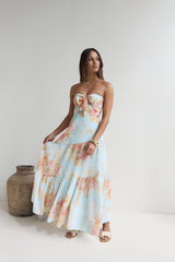 Beyond The Glow Trägerloses Maxikleid mit Print