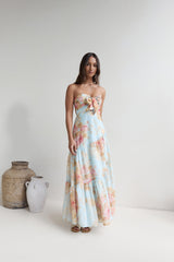 Beyond The Glow Trägerloses Maxikleid mit Print
