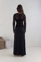 Larna Ärmel-Maxikleid Schwarz