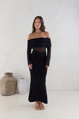 Sands Of Somewhere schulterfreies Maxikleid Schwarz