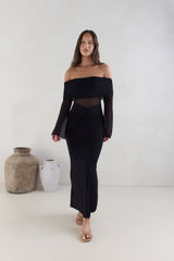Sands Of Somewhere schulterfreies Maxikleid Schwarz