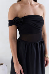 Wish List Getaway One-Shoulder Maxikleid Schwarz