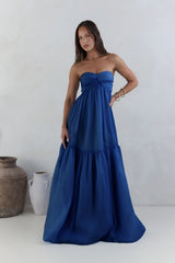 Unvergesslicher Stil Trägerloses Maxikleid Marineblau