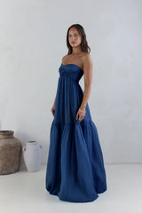Unvergesslicher Stil Trägerloses Maxikleid Navy