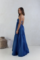 Unvergesslicher Stil Trägerloses Maxikleid Marineblau