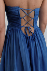 Unvergesslicher Stil Trägerloses Maxikleid Navy