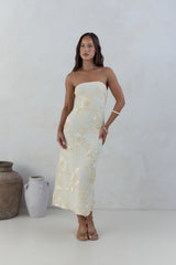 Golden Voyage trägerloses Midikleid Gelb