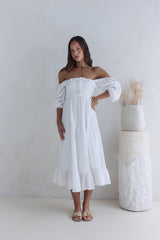 Geliebt Vom Mond Midikleid Weiß