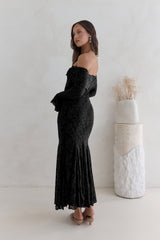 Here For Love Off-Shoulder Mesh Maxikleid Schwarz