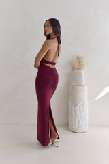 Under The Stars Neckholder Maxikleid Burgunderrot
