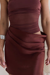 Trägerloses Mesh-Minikleid „Call Me Darling“ in Braun