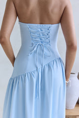 Trägerloses Maxikleid Lunaly Blau
