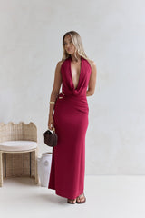 Kiss Journeys Neckholder-Maxikleid Burgund