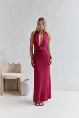 Kiss Journeys Neckholder-Maxikleid Burgund