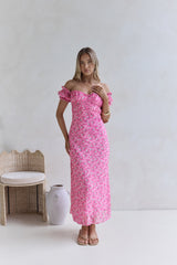 Maxikleid „Kissed By The Sun“ mit Carmen-Ausschnitt, Pink