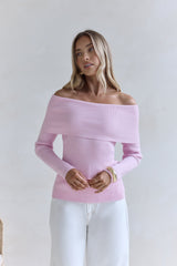 Dreamwave Off-Shoulder Stricktop Rosa