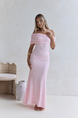 Sea And Selfies schulterfreies Maxikleid Pink