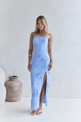 Glow Up Season trägerloses Maxikleid Blau