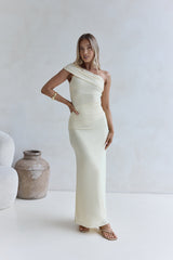 Kiss The Moon One-Shoulder-Maxikleid aus Mesh, Zitrone