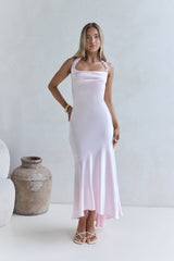 Lucky In Life Satin Neckholder Maxikleid Pink