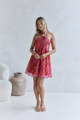 Sundown Palms Neckholder-Minikleid Orange