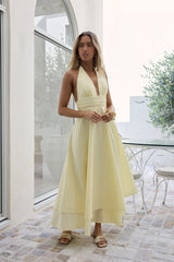 Maxikleid mit Neckholder und Blütenprint „Lemon“