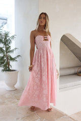 Engelsgleiches trägerloses Maxikleid Rosa