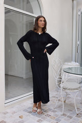Love On Holidays Langarm Maxikleid Schwarz