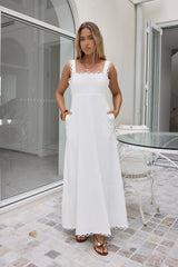 Verträumtes Herz Maxi-Kleid Weiß