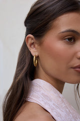 18 Karat vergoldete Art Wall Creolen Ohrringe Gold