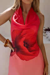Glamour World Satin Neckholder-Minikleid Rot